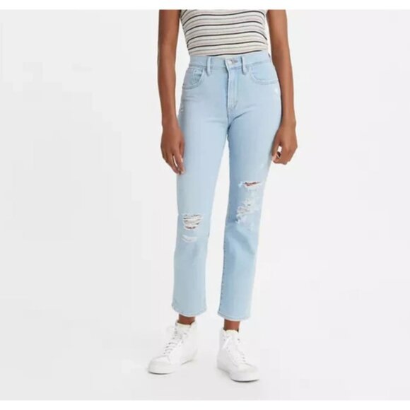 Levis 724 High-Rise Straight Crop Jeans Women 29 Stretch Tribeca Moon Light Wash - Picture 12 of 13